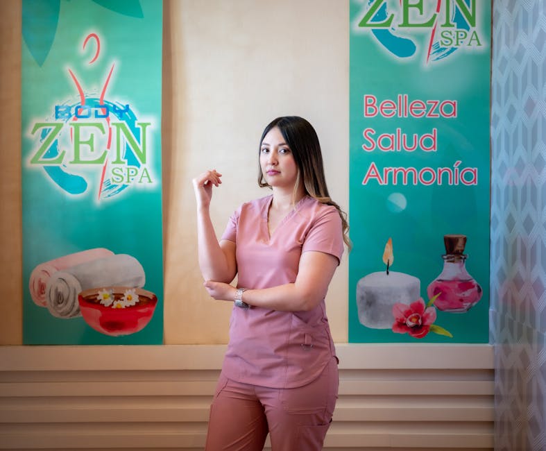 Portrait of a woman in a spa setting, emphasizing relaxation and wellness.