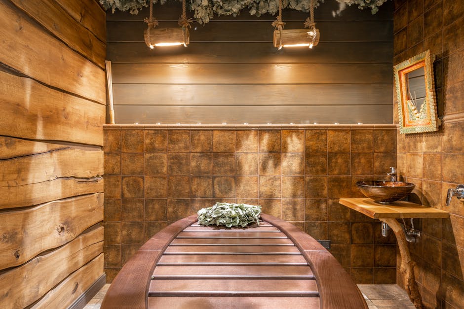 Cozy rustic sauna interior featuring wooden accents and natural decor for ultimate relaxation.